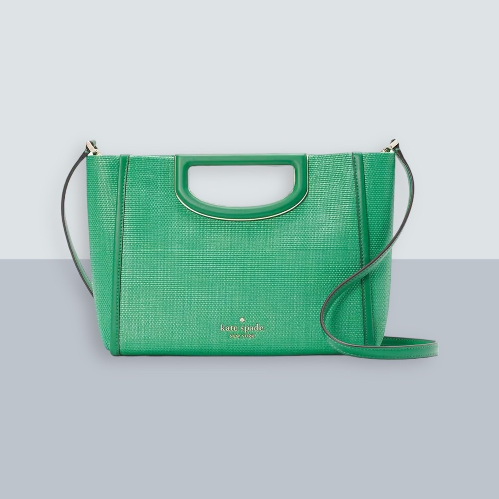 Kate Spade- Alexia straw cross body. Color green bean